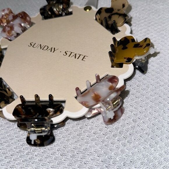 Sunday State Shades of Brown Gold Pink Gray Marble Claw Clips set of 8 - Picture 3 of 5